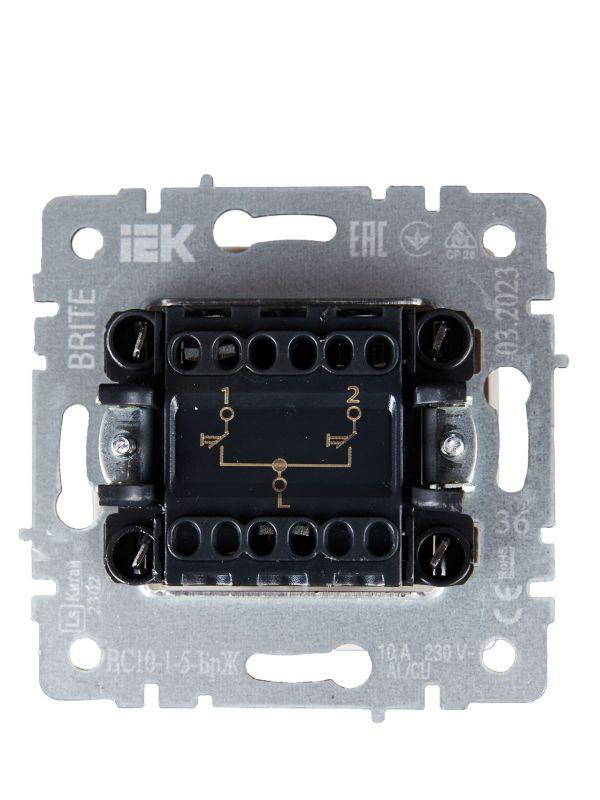  Выключатель жалюзи СП BRITE ВС10-1-5-БрЖ 10А механизм жемчуж. IEK BR-V15-0-10-K36 фото в каталоге от BTSprom.by