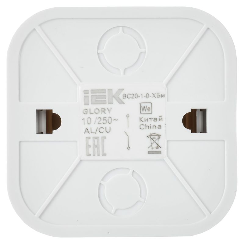  Выключатель 1-кл. ОП GLORY ВС20-1-0-ХБм 10А бел. матов. IEK EVH10-K01M-10 фото в каталоге от BTSprom.by