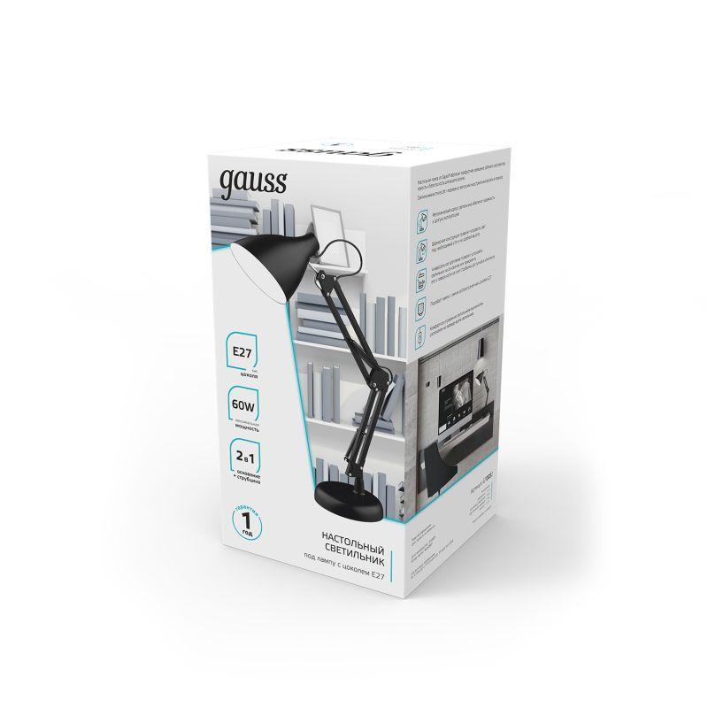  Светильник GTL 60Вт E27 струбцина и основание черн. GAUSS GT0032 фото в каталоге от BTSprom.by