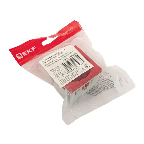  Розетка 45х45 (2 модуля) с заземл. прямая красн. EKF E2MR16-028-70 фото в каталоге от BTSprom.by