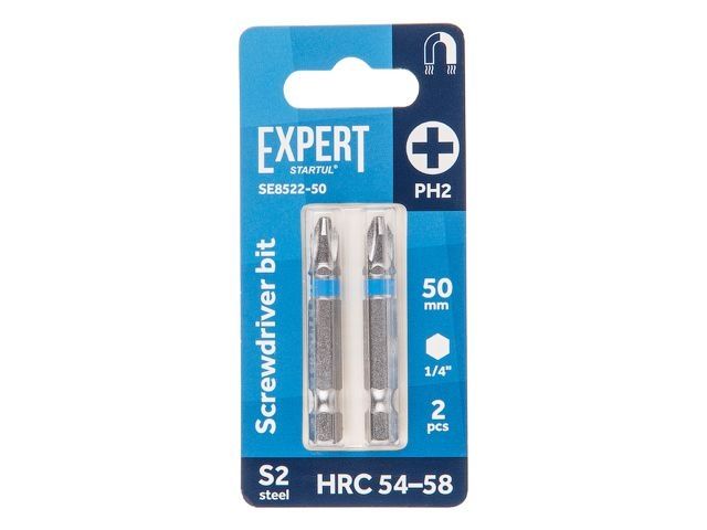 насадка крестообразная ph2 50мм  2шт expert startul (se8522-50) (бита phillips магнитная) se8522-50 от BTSprom.by