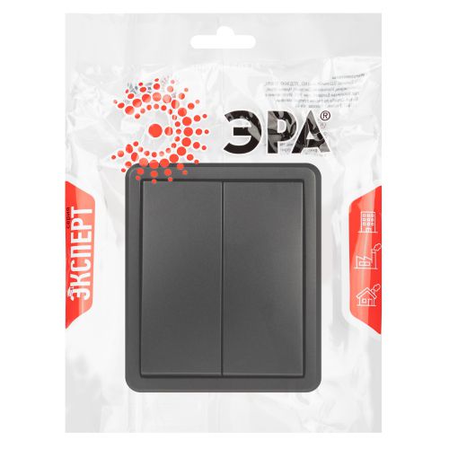  Выключатель 2-кл. ОП Эксперт 11-1204-05 IP20 10АХ-250В антрацит Эра Б0063026 фото в каталоге от BTSprom.by