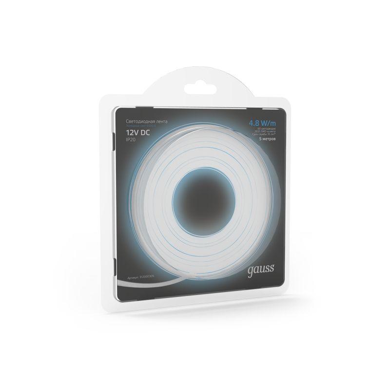 Лента светодиодная Black 2835/60-SMD 4.8Вт/м 6500К холод. бел. IP20 210лм/м 12В (блист.5м) GAUSS 312000305 фото в каталоге от BTSprom.by