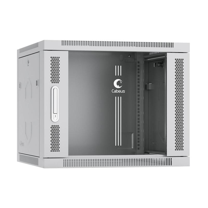шкаф телекоммуникационный настенный sh-05f-9u60/45 19дюйм 9u 600х450х501мм дверь стекло сер. (ral 7035) cabeus 7059c от BTSprom.by