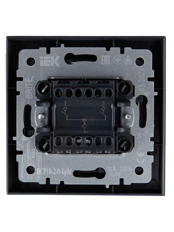  Выключатель 2-кл. СП BRITE ВСР10-2-0-БрМ 10А в сборе маренго IEK BR-V20-0-10-K35-F фото в каталоге от BTSprom.by