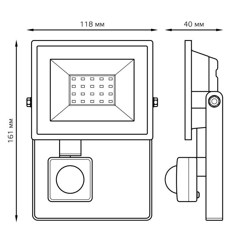  Прожектор светодиодный Elementary 20Вт 6500К IP65 1900лм 175-265В ДО с датчиком движения черн. GAUSS 628511320 фото в каталоге от BTSprom.by