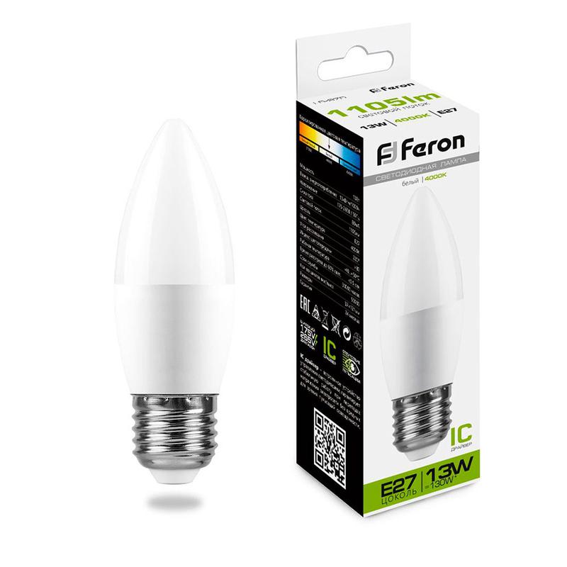 лампа светодиодная 13вт 230в e27 4000к с37 lb-970 feron 38111 от BTSprom.by