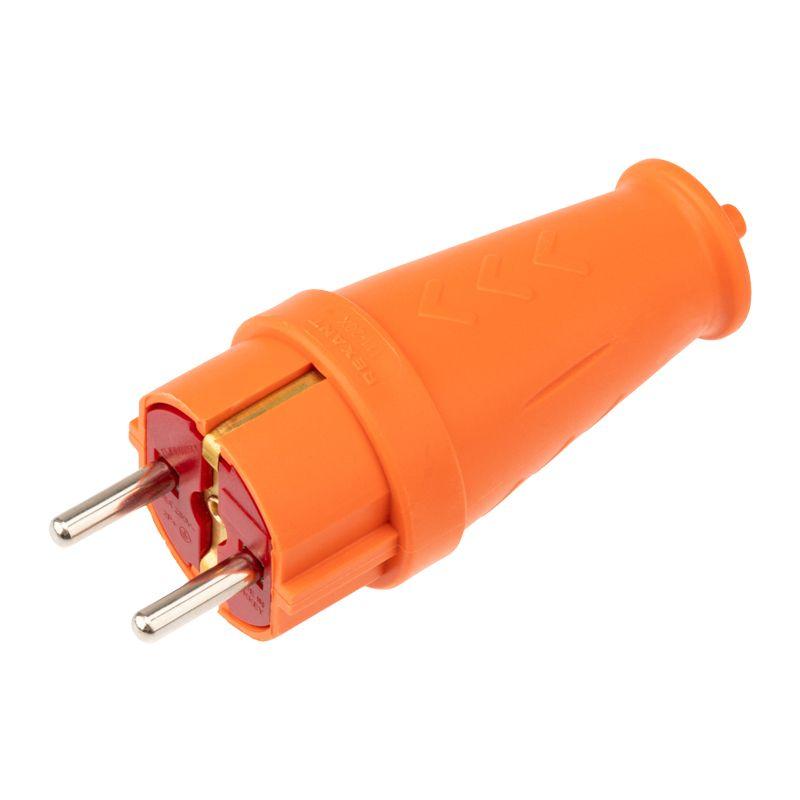 вилка прямая влагозащ. 16а ip44 с заземл. compact каучук оранж. rexant 111-202 от BTSprom.by