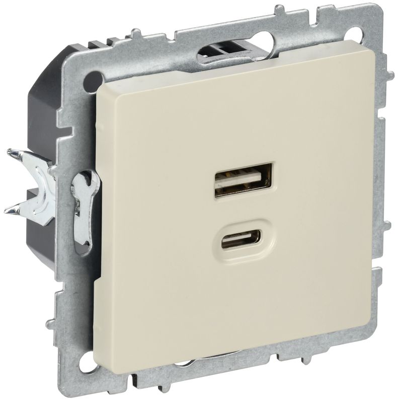 розетка сп brite рю11-2-бркр usb a+c 45вт высокоскор. заряд. беж. iek br-u22-045-k10 от BTSprom.by