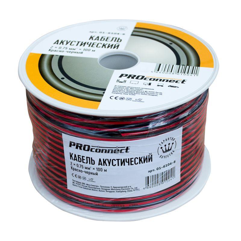  Кабель Stereo 2х0.75 Red/Black бухта (м) PROCONNECT 01-6104-6 фото в каталоге от BTSprom.by