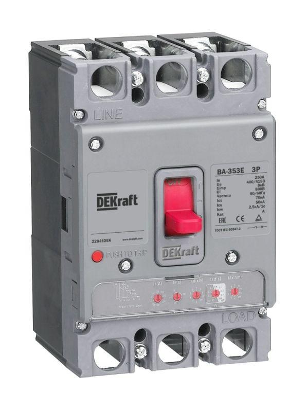  Выключатель автоматический силовой 3п 250А 70кА ВА-353E электрон. расцеп. DEKraft 22665DEK фото в каталоге от BTSprom.by