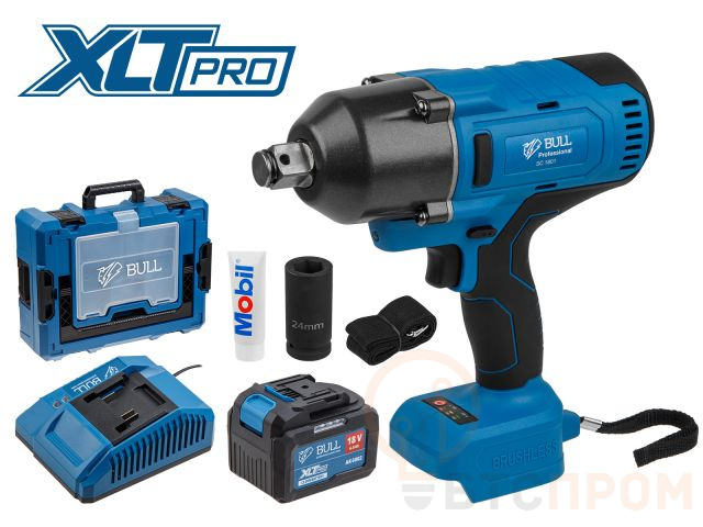 Аккум. ударный гайковерт BULL SC 1801 Xcase XLTpro БЕСЩЕТ., 18 В, 1000 Н*м, 3/4", 1х6 А*ч, з/у 4 А (вес 3.3 кг) 1329885 фото в каталоге от BTSprom.by  Аккум. ударный гайковерт BULL SC 1801 Xcase XLTpro БЕСЩЕТ., 18 В, 1000 Н*м, 3/4", 1х6 А*ч, з/у 4 А (вес 3.3 кг) 1329885 фото в каталоге от BTSprom.by