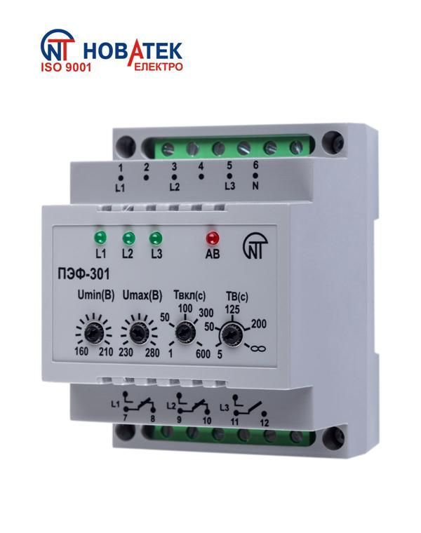 переключатель фаз электронный пэф-301 новатек-электро 3425601301 от BTSprom.by