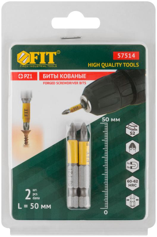  Набор бит кованые сталь S2 односторонние 50мм PZ1 профи блистер (уп.2шт) FIT 57514 фото в каталоге от BTSprom.by