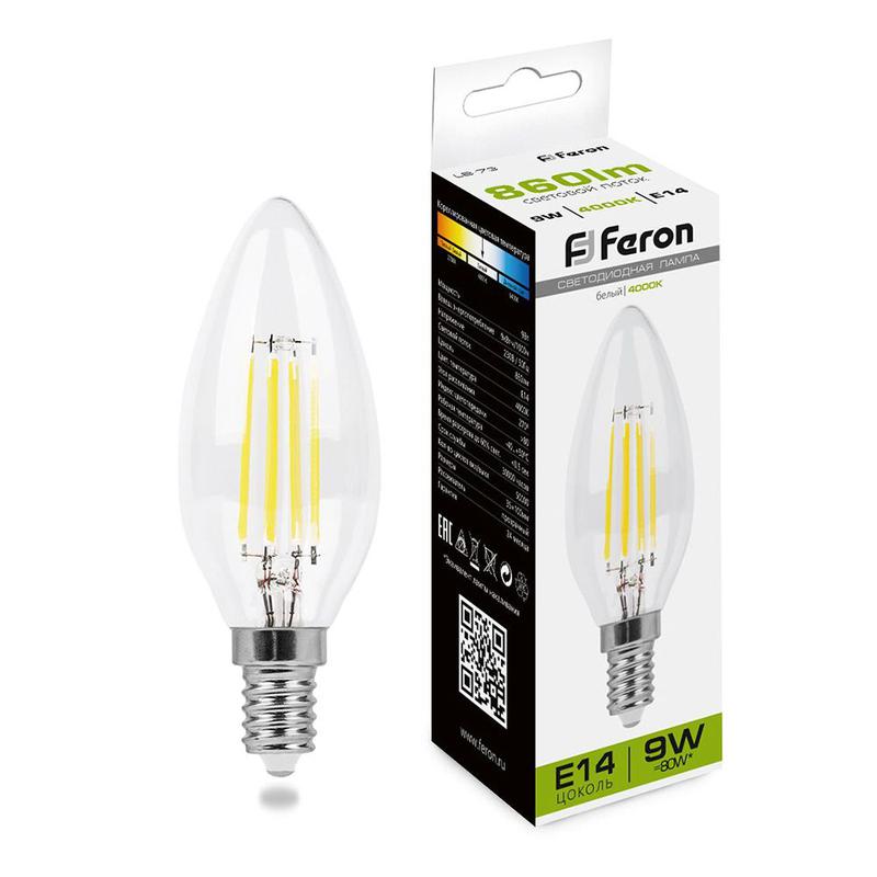 лампа светодиодная 9вт 230в e14 4000к прозрачн. lb-73 feron 25958 от BTSprom.by