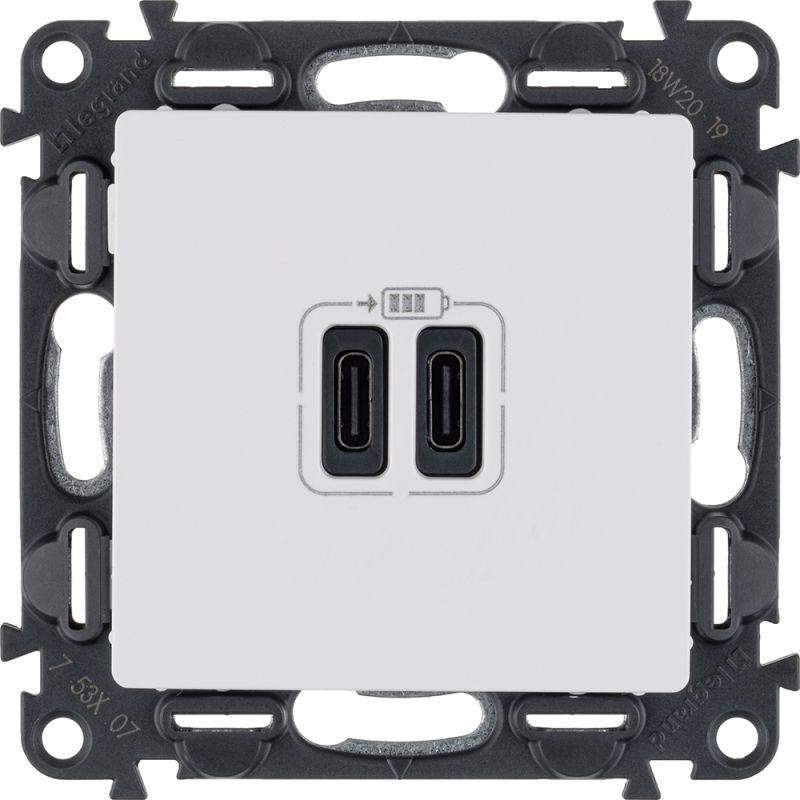 устройство зарядное valena life с 2-мя usb-разъемами тип c-тип c 240в/5в 3000ма с лиц. панелью бел. leg 753107 от BTSprom.by