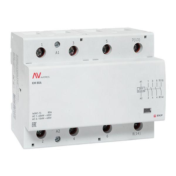контактор модульный км 80а 4no 230в ac (6 мод.) averes ekf km-av-6-80-40-230v от BTSprom.by