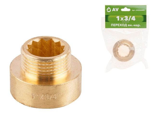 переход 1" вн. х 3/4" нар., av engineering (инд. упак.) (латунь, макс.  16 бар, макс.  110 °с) ave304005 от BTSprom.by