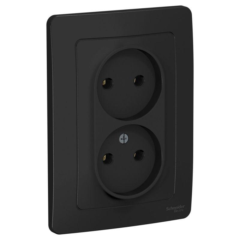 розетка 2-м сп blanca 16а ip20 250в без заземл. без защ. шторок антрацит se blnrs000026 от BTSprom.by