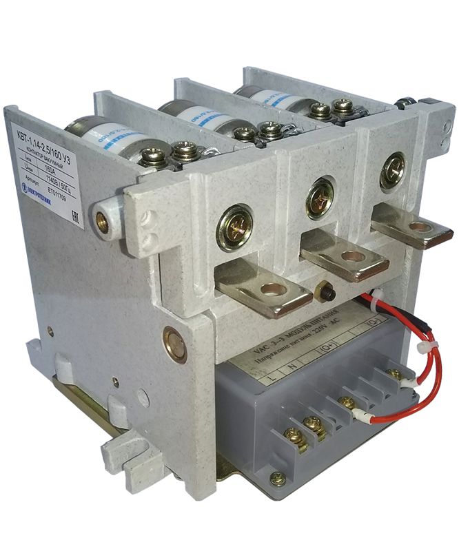 контактор вакуумный квт(м)-1.14-2.5/160-3 у3 3п 160а кат. 220в 2но+2нз ip00 нереверсивный без реле с магнитным удержанием электротехник et011709 от BTSprom.by