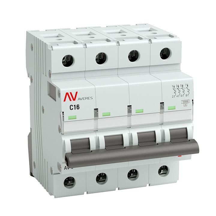 выключатель автоматический модульный 4п c 16а 10ка av-10 averes ekf mcb10-4-16c-av от BTSprom.by