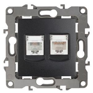розетка компьютерная + телефонная 2-м эра12 12-3109-05 rj45 + rj11 ip20 антрацит эра б0018252 от BTSprom.by
