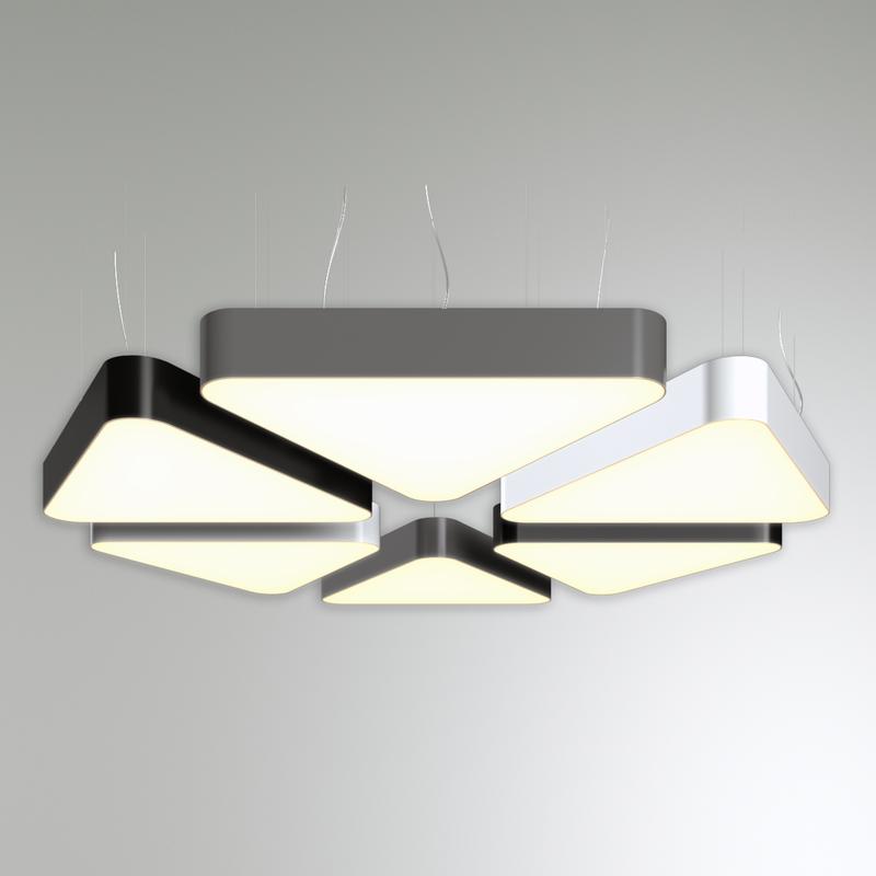 светильник светодиодный rve-lbx-trio-soft-1600-p 163вт 4000к 1600х1424х120мм подвесной бел. rvelektro rve00000418 от BTSprom.by