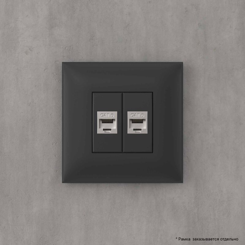  Розетка компьютерная 2-м СП Avanti "Черный матовый" RJ45 кат.6 без шторок экранир. механизм DKC 4412794 фото в каталоге от BTSprom.by