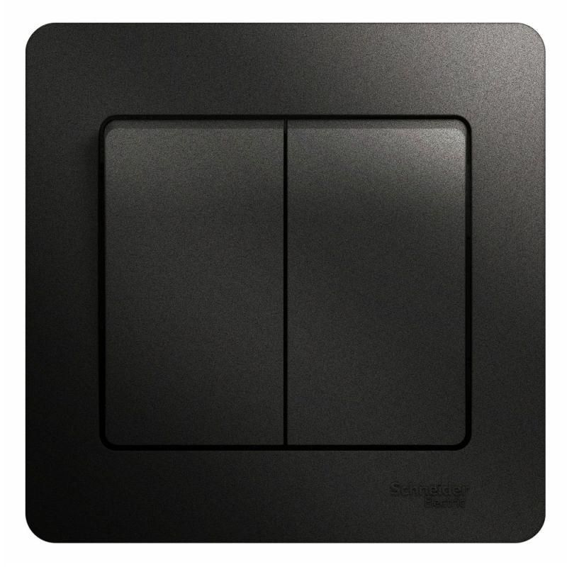 выключатель 2-кл. сп glossa 10а ip20 (сх. 5) 10ax в сборе антрацит se gsl000752 от BTSprom.by