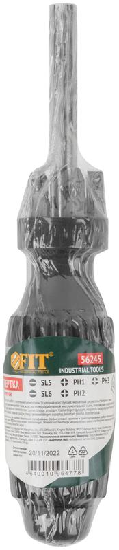  Отвертка 5 CrV бит усиленная ручка с антискользящей накладкой черн. FIT 56245 фото в каталоге от BTSprom.by