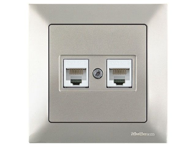 розетка компьютерная 2xrj45 (cat5e, скрытая) титан, daria, mutlusan ((2xrj 45) 8-pin, соединения типа 568a или 568b) 2120 138 0183 от BTSprom.by