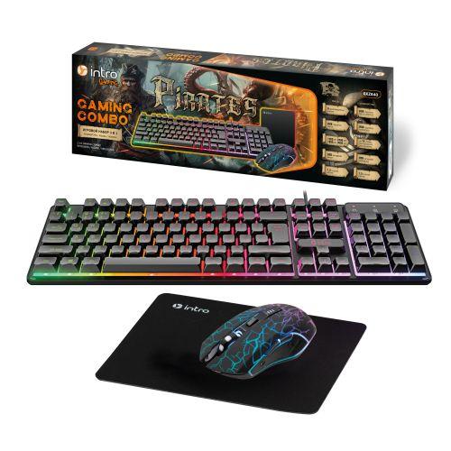 комплект игровой gxz840 (клавиатура и мышь) проводной + коврик черн. intro б0065046 от BTSprom.by