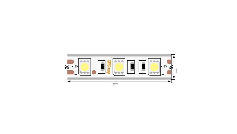 лента светодиодная стандарт 5050 60led/м 14.4вт/м холод. бел. 12в ip68 со скотчем 3м (уп.5м) swg standard 00-00009270 от BTSprom.by