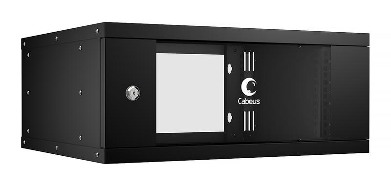 шкаф телекоммуникационный настенный разборный light wsc-05d-4u55/45-bk 19дюйм 4u дверь стекло черн. cabeus 10184c от BTSprom.by