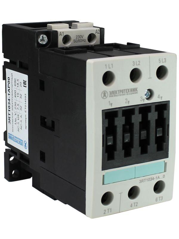 контактор электромагнитный 3rt1034-1ap00 3п 32a кат. 230в ac 50гц ip20 ac-3 15квт 400в типоразмер s2 винтов. клеммы электротехник et014593 от BTSprom.by