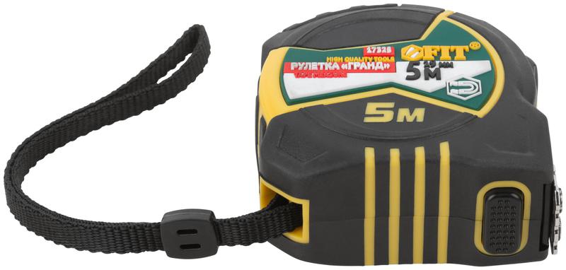  Рулетка Гранд 5мх19мм калибр. лента; нейлон. покрытие; магн. крючок; двойной стопор; прорезиненный корпус FIT 17325 фото в каталоге от BTSprom.by