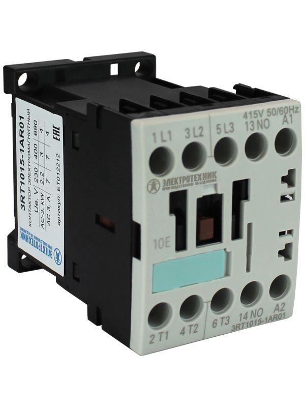 контактор электромагнитный 3rt1015-1ar01 3-пол. 7а ac-3 3квт/400в 1но 415в ас 50/60гц типоразмер s00 винт. клеммы ip20 электротехник et012212 от BTSprom.by