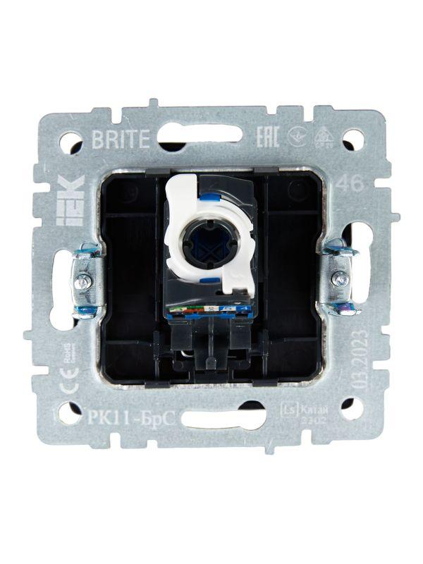  Розетка компьютерная СП RJ45 кат.6 BRITE РК11-БрС механизм сталь IEK BR-K10-2-K46 фото в каталоге от BTSprom.by
