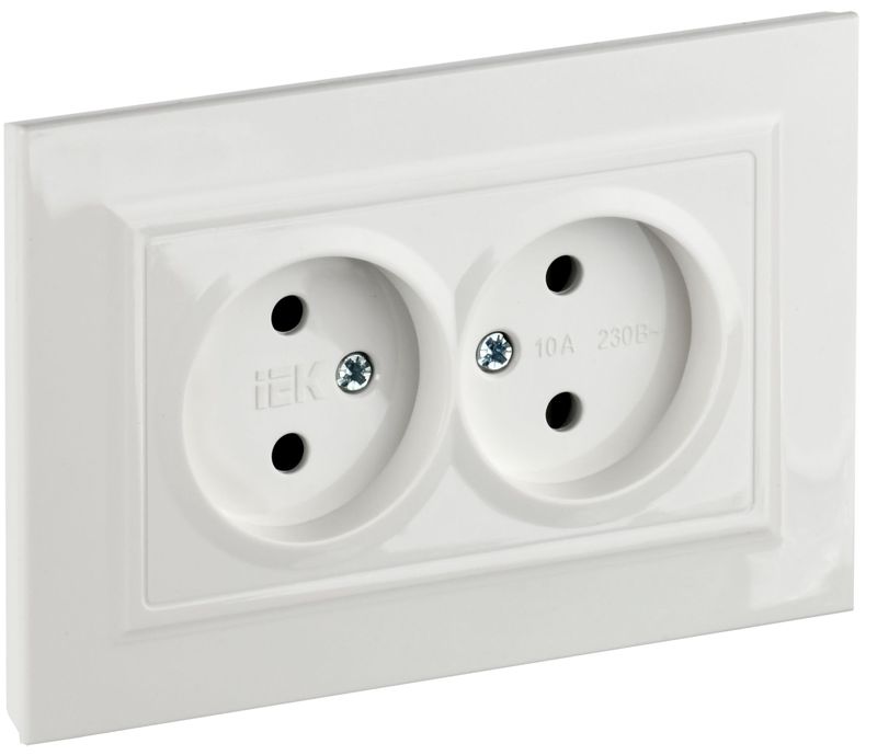 розетка 2-м сп brite рсш12-2-брб 10а в сборе без заземл. защ. шторки бел. iek br-r23-10-k01-f от BTSprom.by