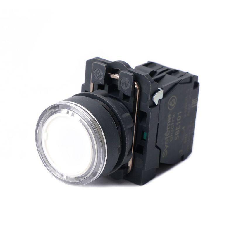 кнопка модульная sb5 с подсветкой в сборе 22мм пластик 230-240вac 1но бел. se sb5aw31m1 от BTSprom.by