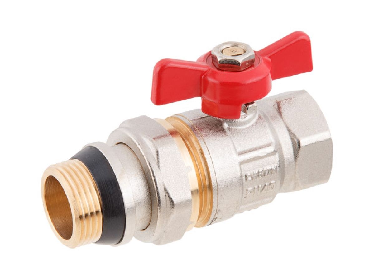 кран шаровый 3/4" нар.-вн. бабочка (со сгоном) pn40, av engineering (латунь, макс.  40 бар, макс.  110 °с, с уплотнительным кольцом) ave095034 от BTSprom.by