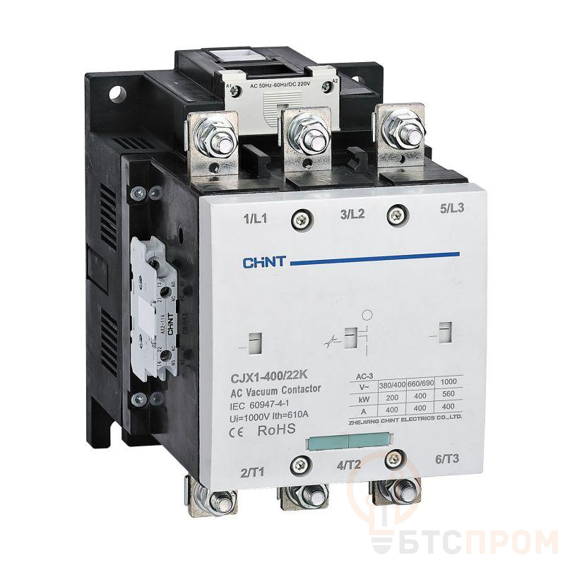 Контактор вакуумный CJX1-400/22K 400А 380В AC/DC 2НО+2НЗ AC-3 CHINT 275713 фото в каталоге от BTSprom.by  Контактор вакуумный CJX1-400/22K 400А 380В AC/DC 2НО+2НЗ AC-3 CHINT 275713 фото в каталоге от BTSprom.by