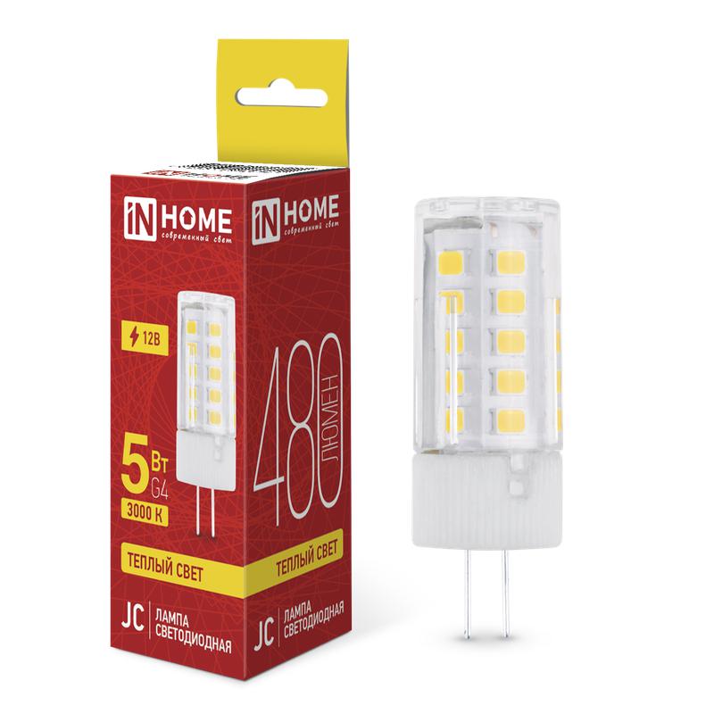 лампа светодиодная led-jc 5вт 12в g4 3000к 480лм in home 4690612059013 от BTSprom.by