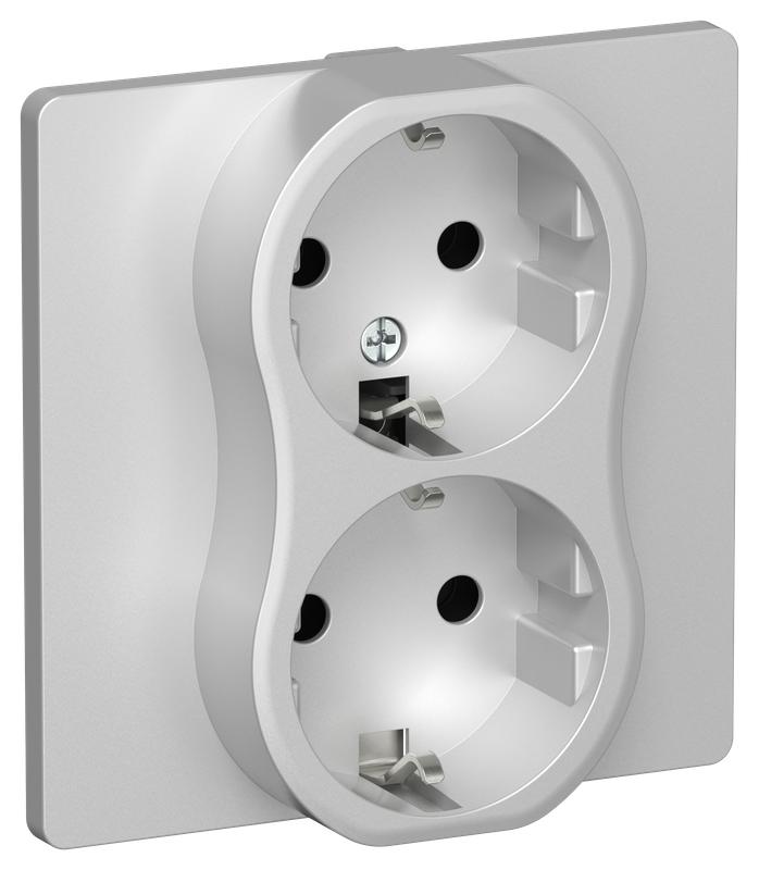 розетка 2-м сп flite рс12-1-к-фла 16а с заземл. без защ. шторок безвинтовое крепление в сборе механизм алюм. iek fi-r21c-16-1-k47 от BTSprom.by