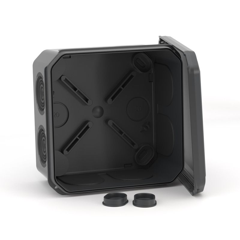  Коробка ответвительная с 8+2 кабельными вводамиd25/20мм IP55 100х100х50мм черн. DKC 53800B фото в каталоге от BTSprom.by