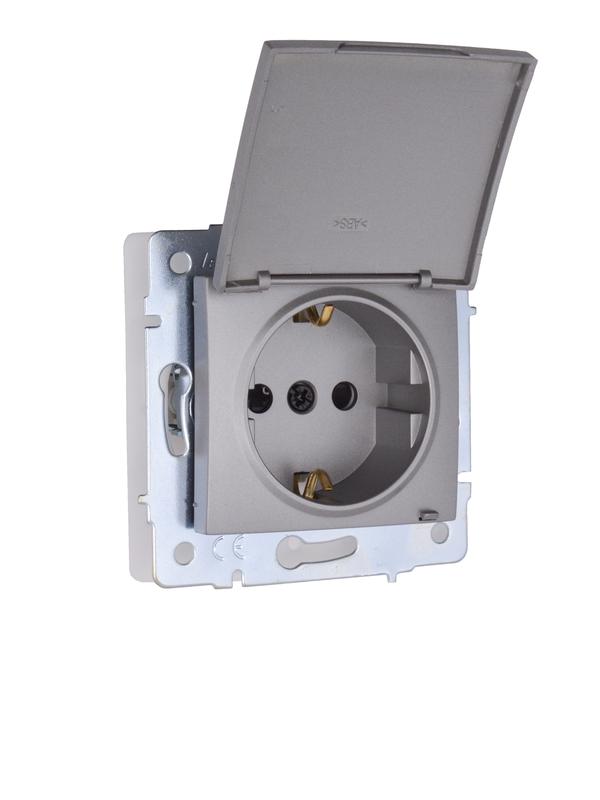 розетка 1-м сп asti 16а ip44 с заземл. с крышкой пбт механизм платина lezard 7081-3588-123bipch от BTSprom.by