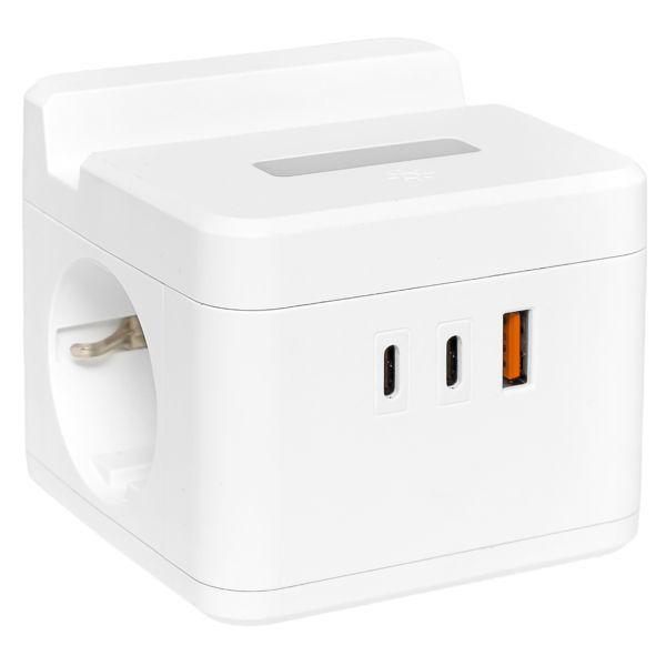 удлинитель "куб" 2х1.3м usb + 2type c с быстрой зарядкой подставкой под телефон и ночником 1кв.мм ekf uba-cub-2-fc от BTSprom.by