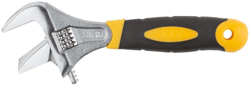  Ключ разводной "Техно" CrV узкие+переставная губки шкала увеличен. захват прорезин. ручка 200мм 40мм FIT 70189 фото в каталоге от BTSprom.by