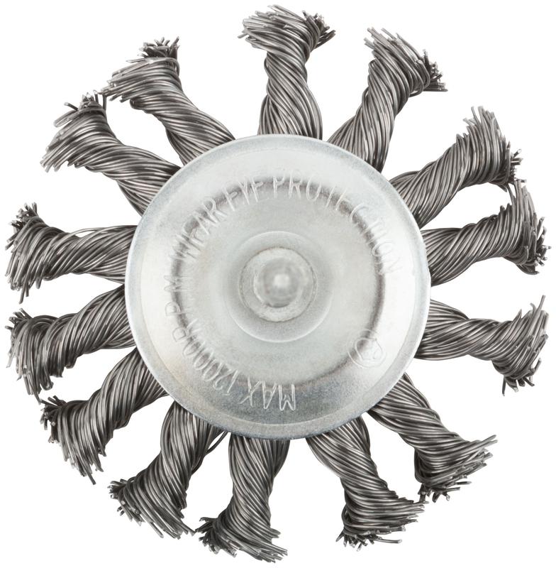  Корщетка тип "колесо" со штифтом стальная витая проволока 75мм MOS 38493М фото в каталоге от BTSprom.by