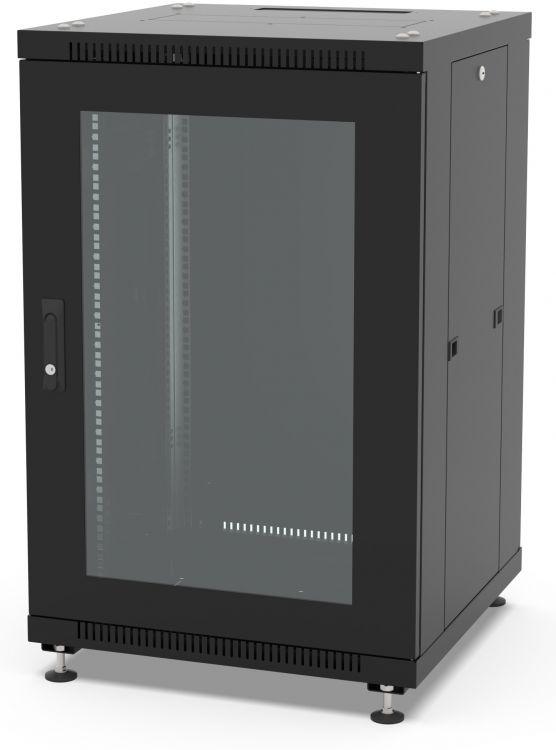 шкаф напольный network 19дюйм 18u 600х600х920 двери: стеклян. и сплошная метал. ral9005 черн. filum fl-nt-1866gm1m-bk от BTSprom.by
